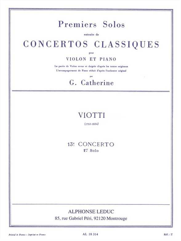 Premiers Solos Concertos Classiques Concerto no. 13 (Viotti)