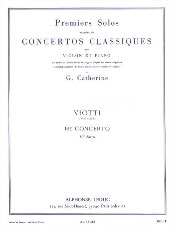 Premiers Solos Concertos Classiques Concerto no. 19 (Viotti)