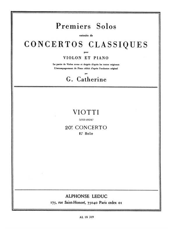 Premiers Solos Concertos Classiques Concerto no. 20 (Viotti)