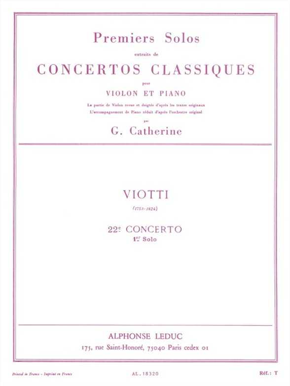 Premiers Solos Concertos Classiques Concerto no. 22 (Viotti)