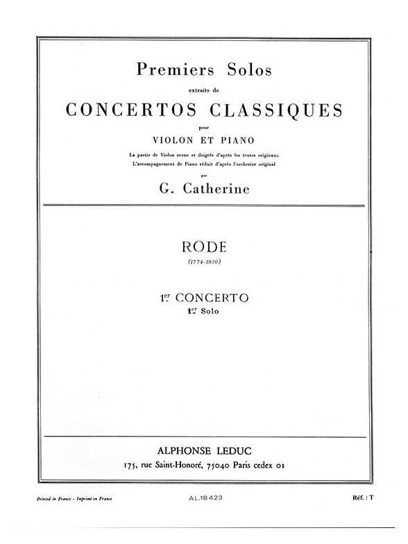 Concerto no. 1 (Rode) Premiers Solos Concertos Classiques