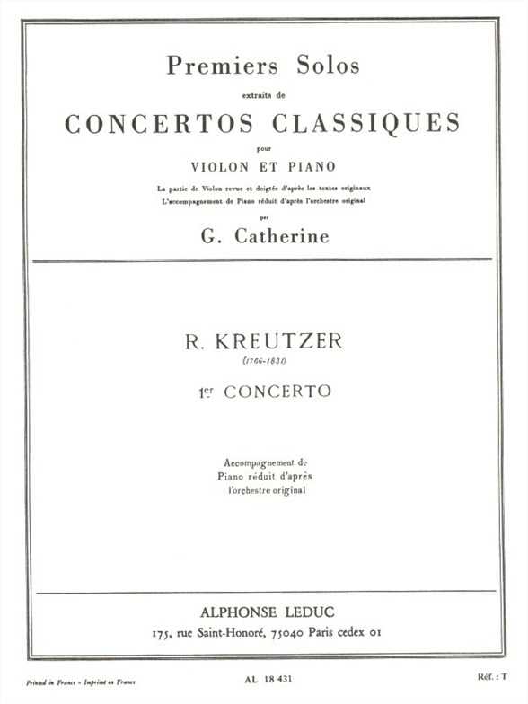 Premiers Solos Concertos Classiques - 1er concerto Concerto no. 1 (Kreutzer)
