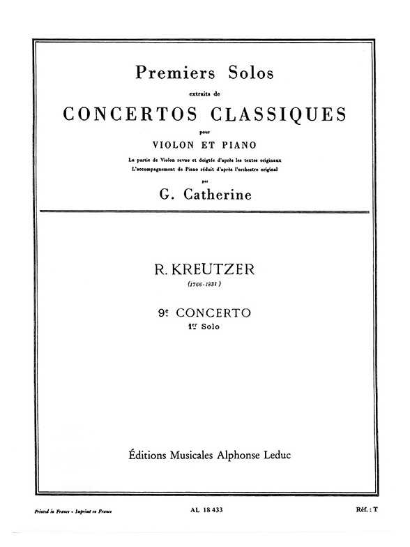 Premiers Solos Concertos Classiques - 9e concerto Concerto no. 9 (Kreutzer)