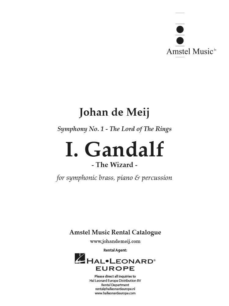 Gandalf (part I from The Lord of the Rings) for symphonic brass, piano & percussion