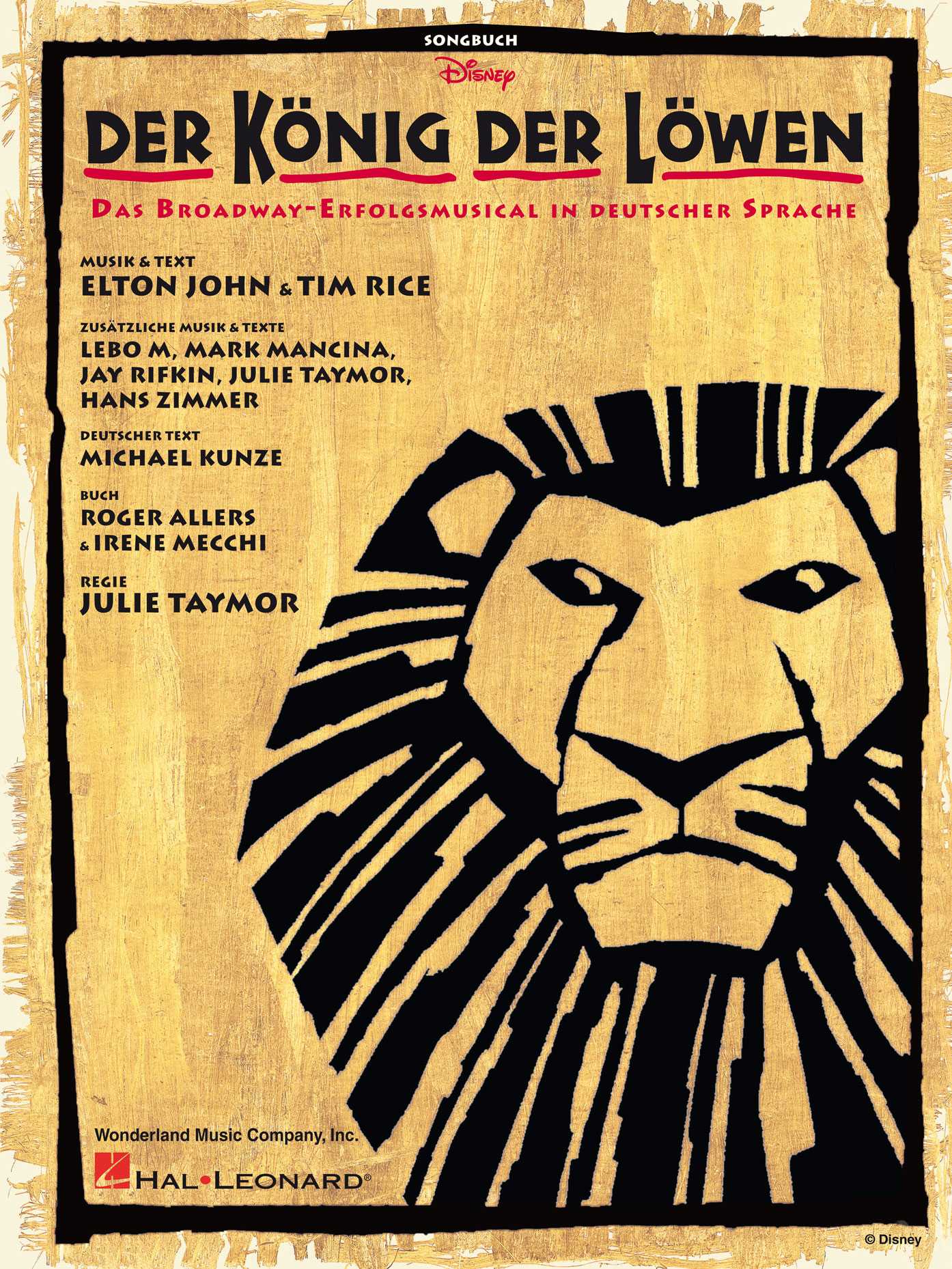 Der König der Löwen Songbuch - Das Broadway - Erfolgsmusical in deutscher Sprache